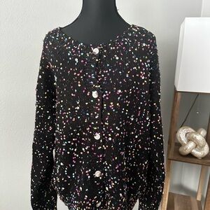 Boutique Black Cardigan with Colorful Speckles
New without tag